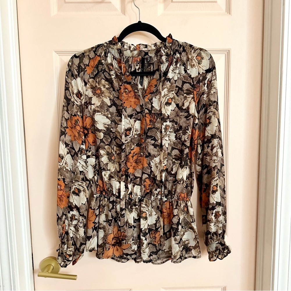 Brown floral bellatrix top